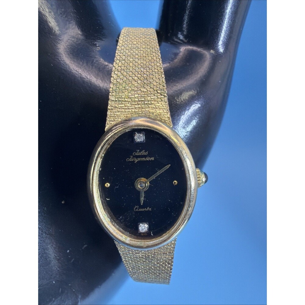 Jules Jurgensen Women's Watch Quartz Gold Tone Italian Band Works Great